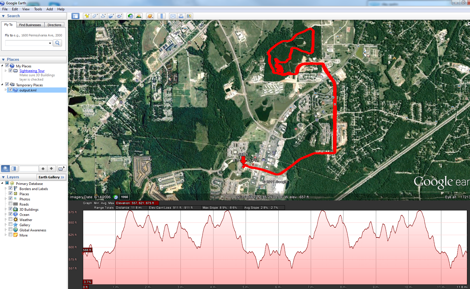 Google Earth file of ride