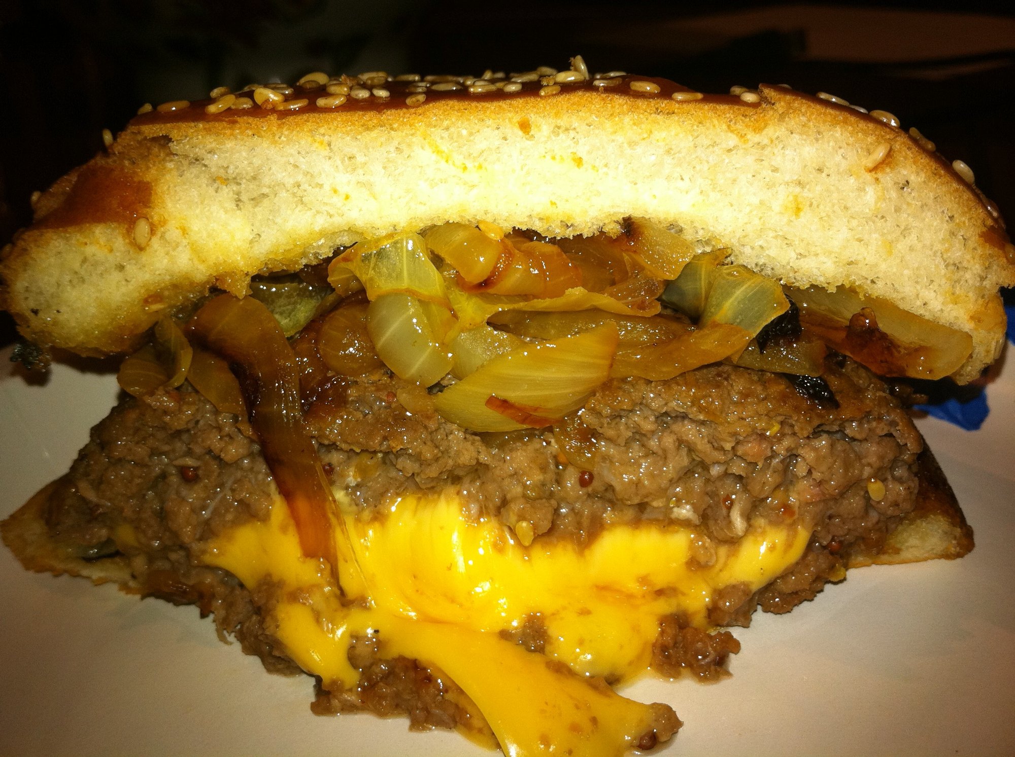 Cheeseburger filled with cheese