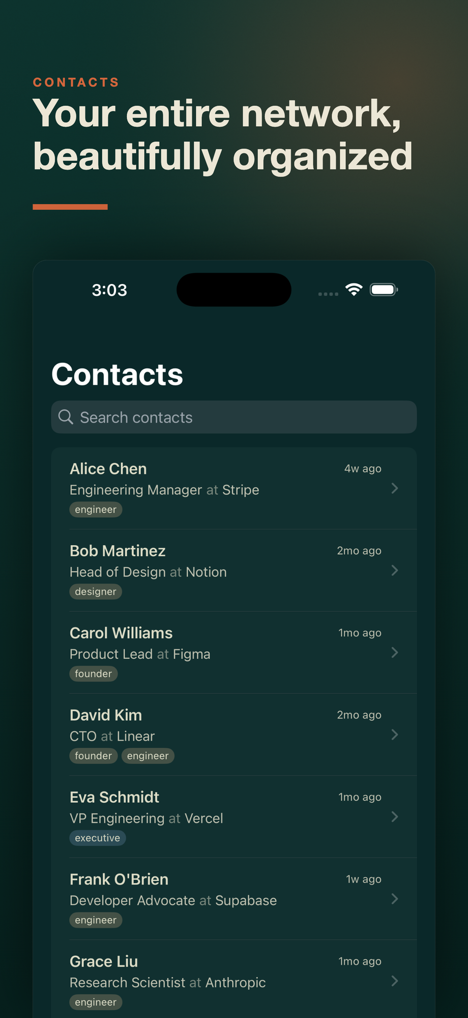 Evergreen contacts on iPhone