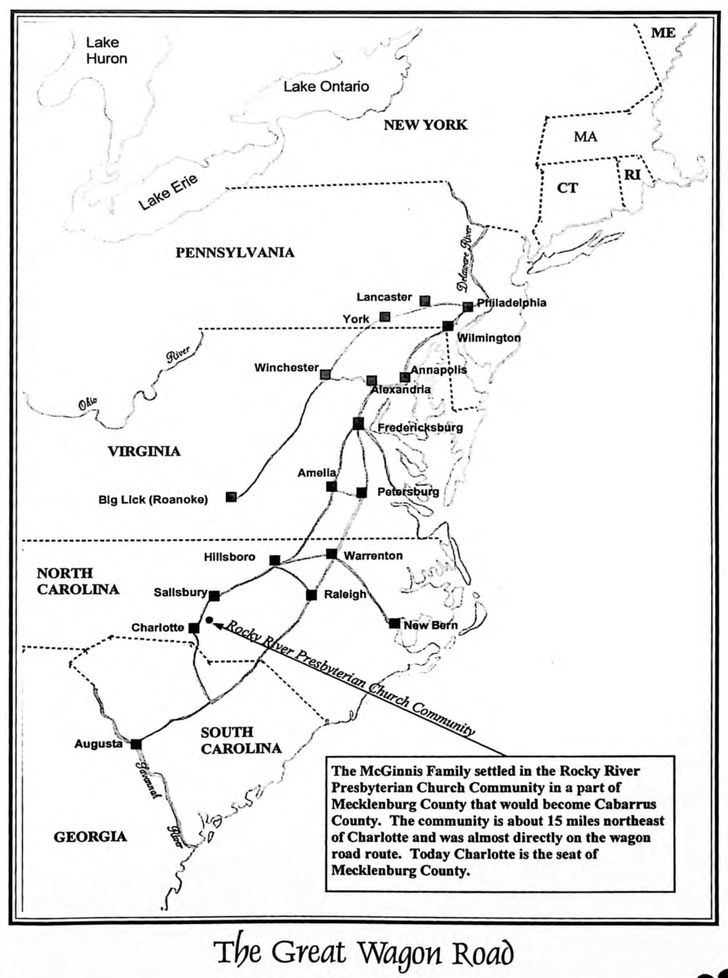 Map of the Great Wagon Road